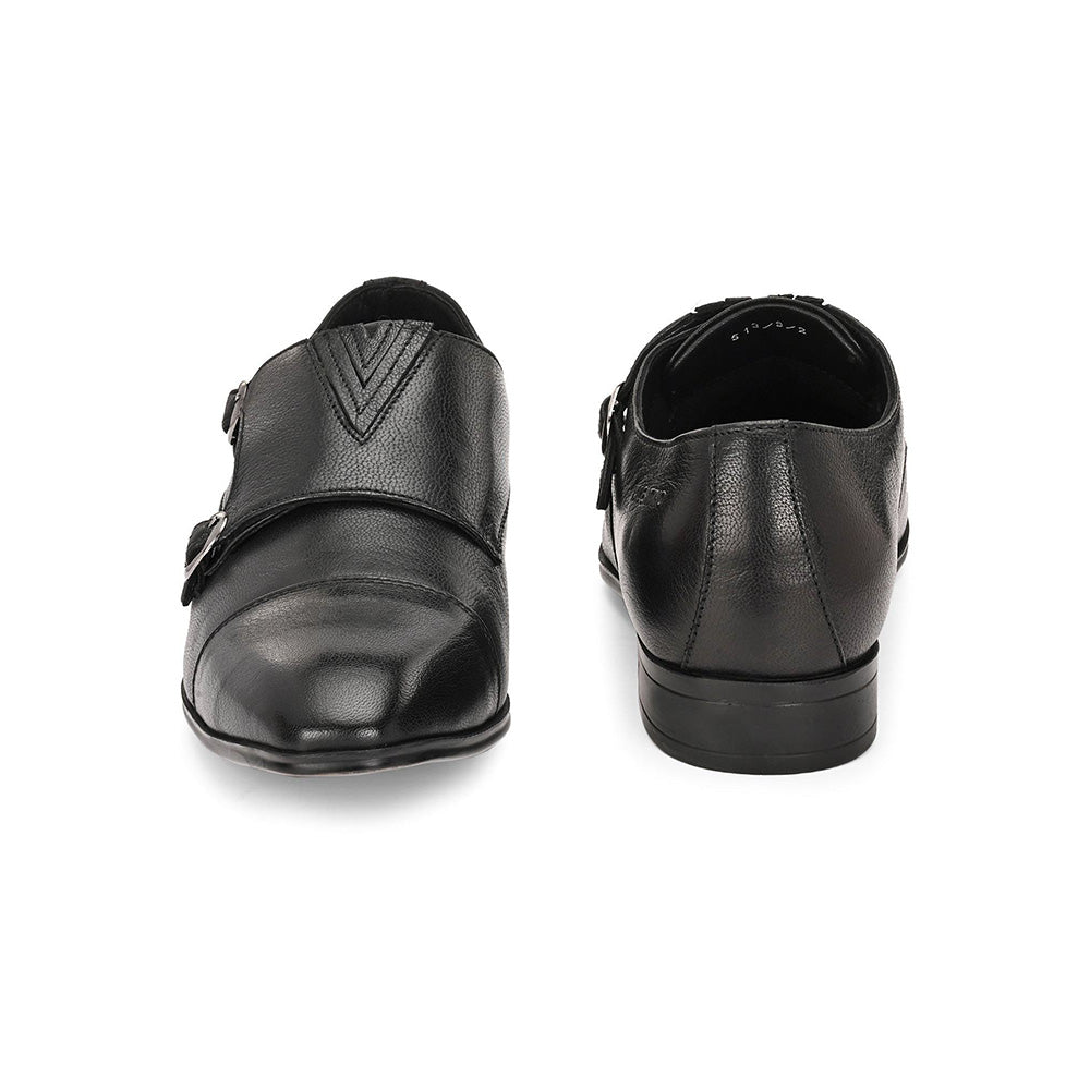 Valentino Men Premium Leather Double Strap Formal Monk Shoes