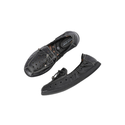 Valentino Women Black Premium Leather Slip On Flexible Loafer