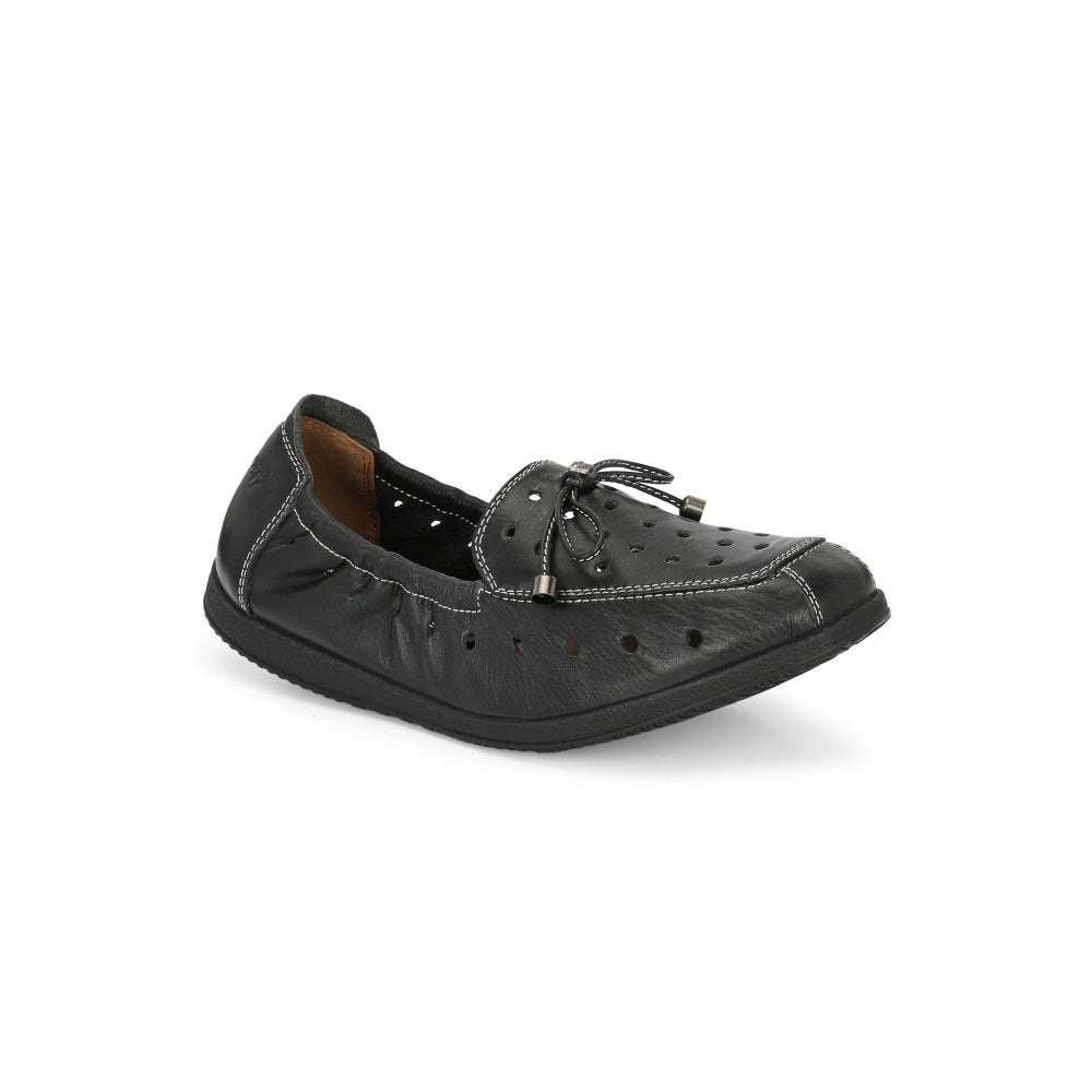Valentino Women Black Premium Leather Slip On Flexible Loafer