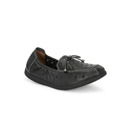 Valentino Women Black Premium Leather Slip On Flexible Loafer