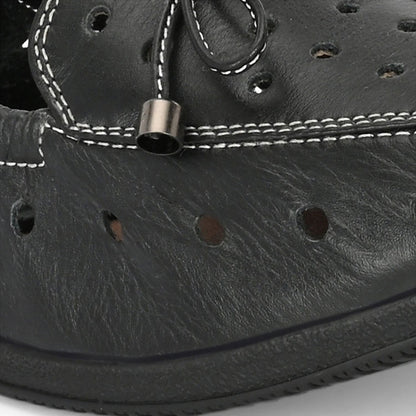 Valentino Women Black Premium Leather Slip On Flexible Loafer