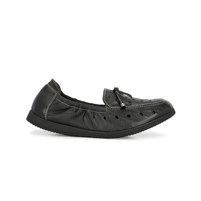 Valentino Women Black Premium Leather Slip On Flexible Loafer