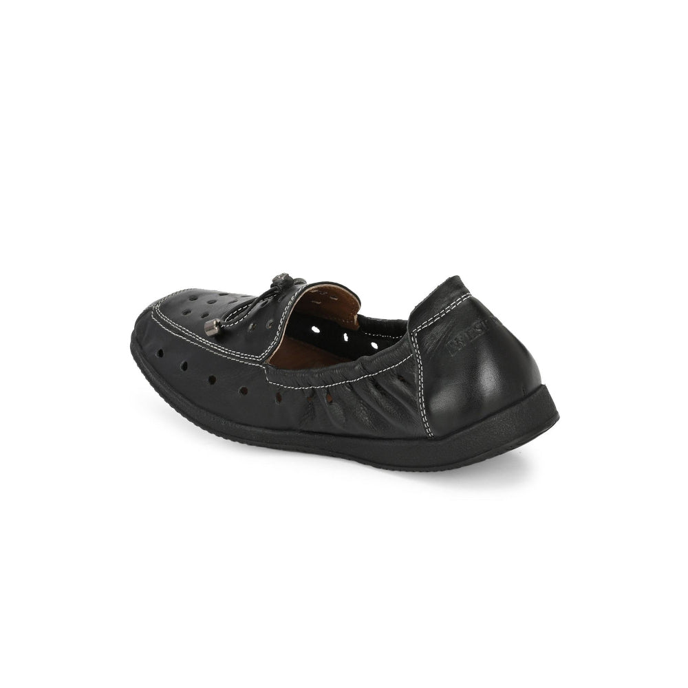 Valentino Women Black Premium Leather Slip On Flexible Loafer