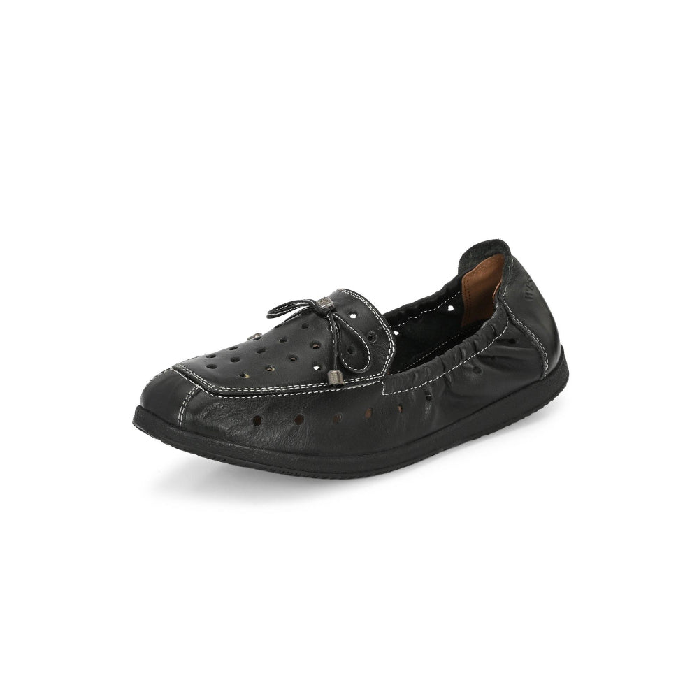 Valentino Women Black Premium Leather Slip On Flexible Loafer