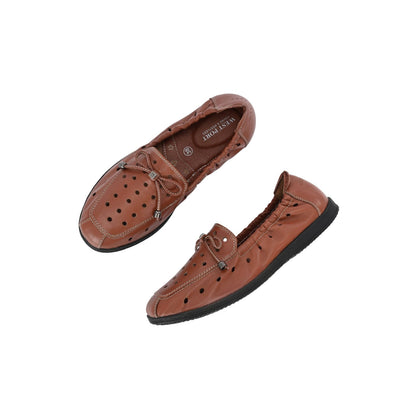 Valentino Women Brown Premium Leather Slip On Flexible Loafer