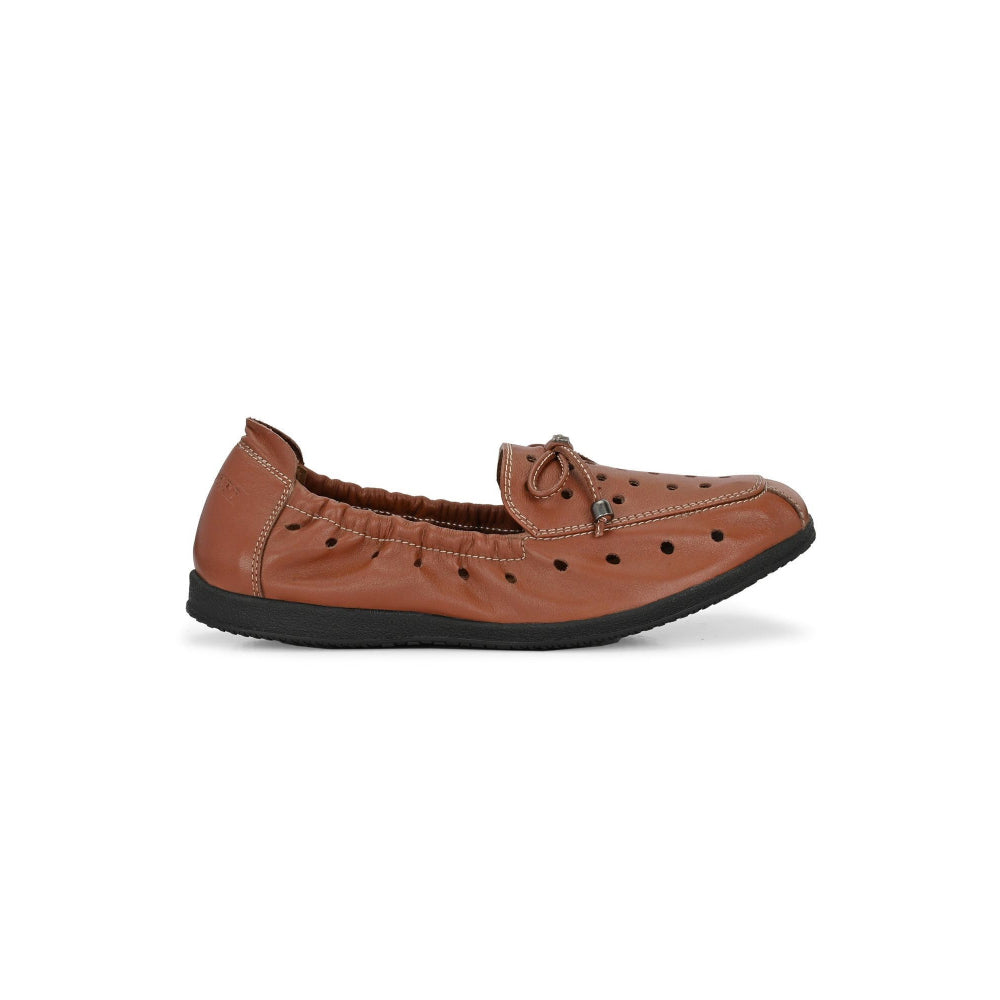 Valentino Women Brown Premium Leather Slip On Flexible Loafer