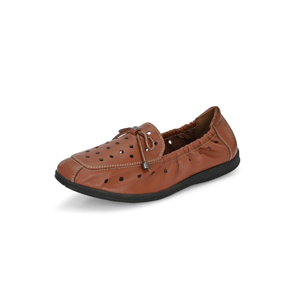 Valentino Women Brown Premium Leather Slip On Flexible Loafer