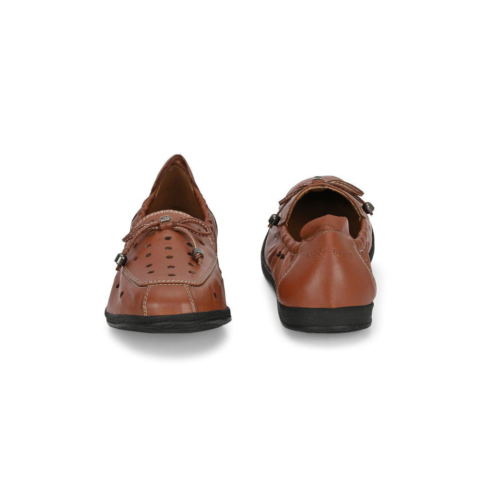 Valentino Women Brown Premium Leather Slip On Flexible Loafer