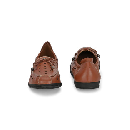 Valentino Women Brown Premium Leather Slip On Flexible Loafer