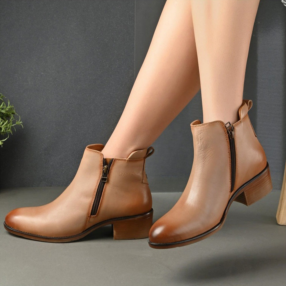 Valentino Women Premium Leather Zipper Boots
