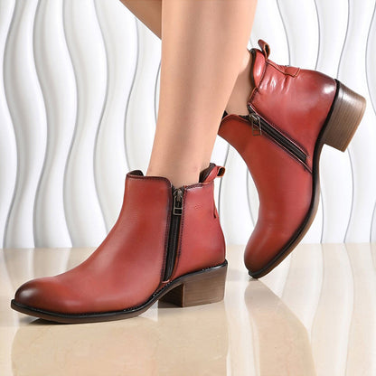Valentino Women Premium Leather Zipper Boots