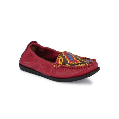 Valentino Women Premium Leather Red Slip On Flexible Loafer