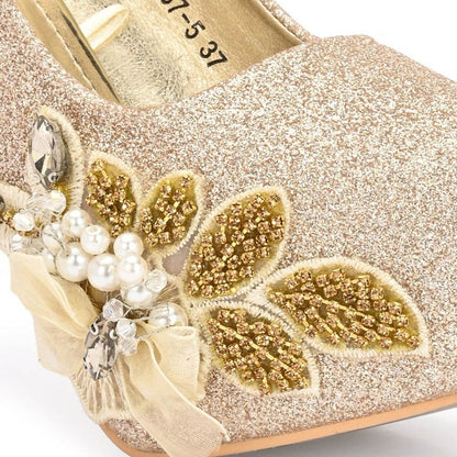Valentino Women Golden Glitter Stiletto Pumps