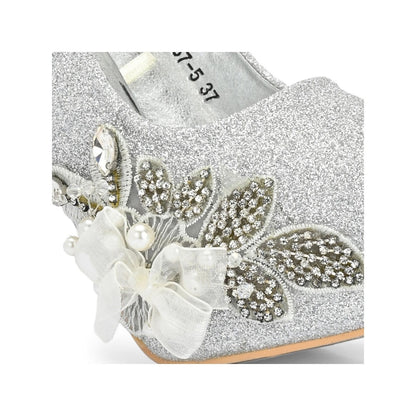 Valentino Women Silver Glitter Stiletto Pumps
