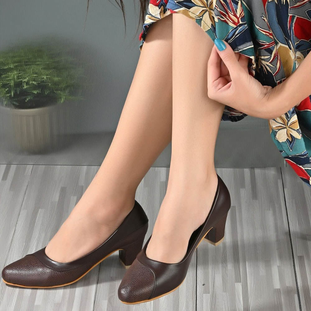 Valentino Women Brown Pointed-Toe Block Heel Pumps