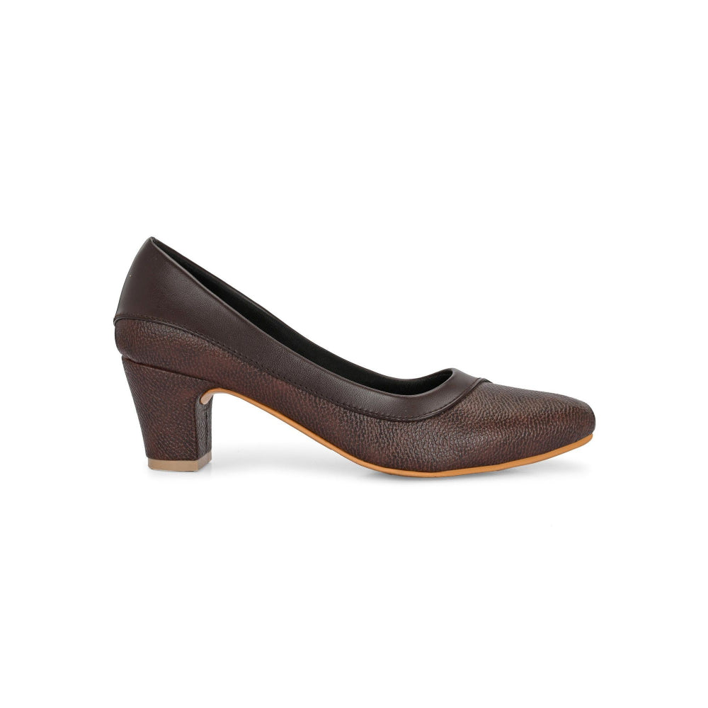 Valentino Women Brown Pointed-Toe Block Heel Pumps