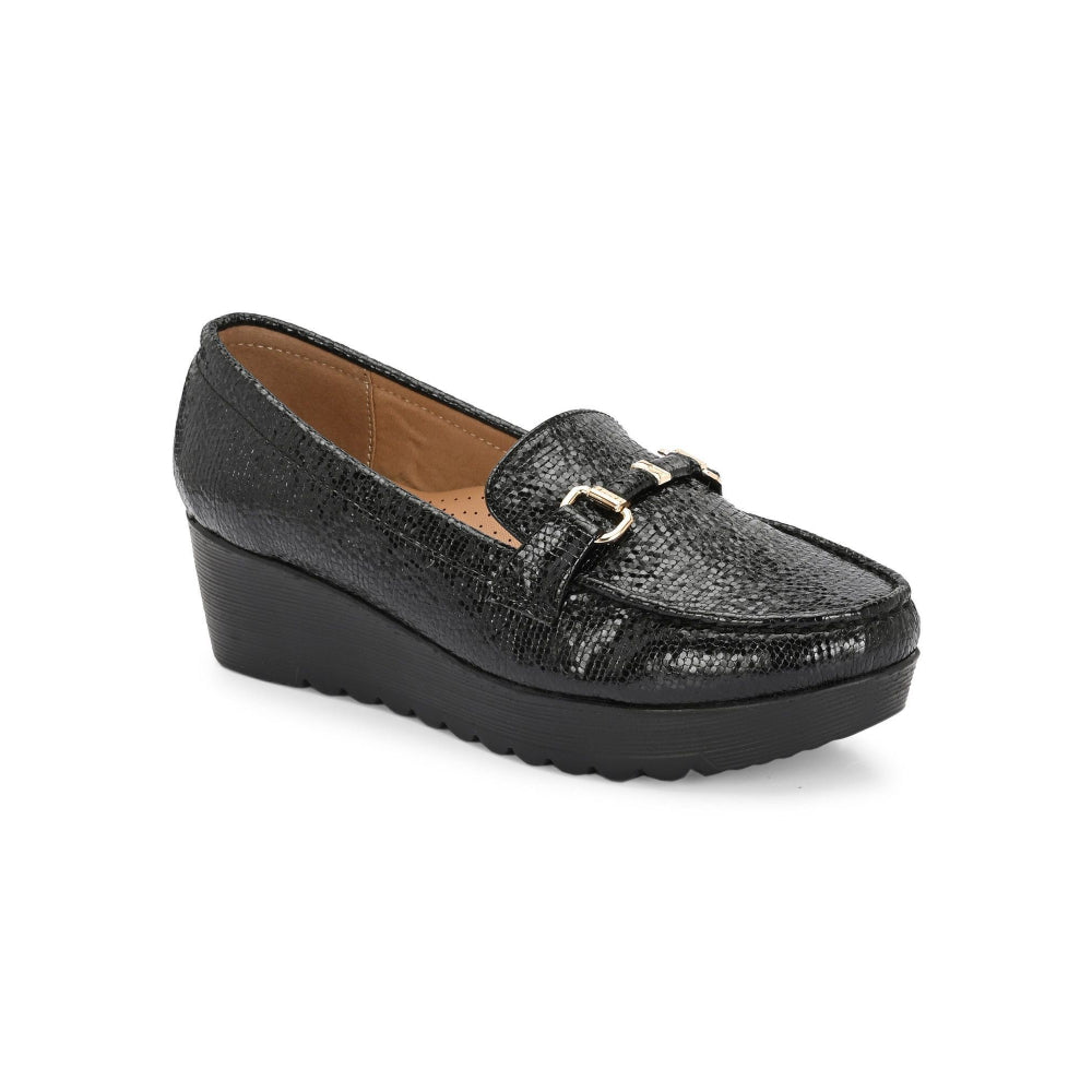 Valentino Women Black Textured Stylish Loafers