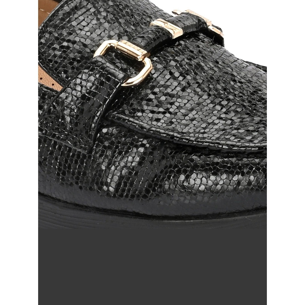 Valentino Women Black Textured Stylish Loafers