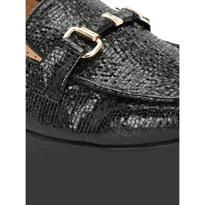 Valentino Women Black Textured Stylish Loafers
