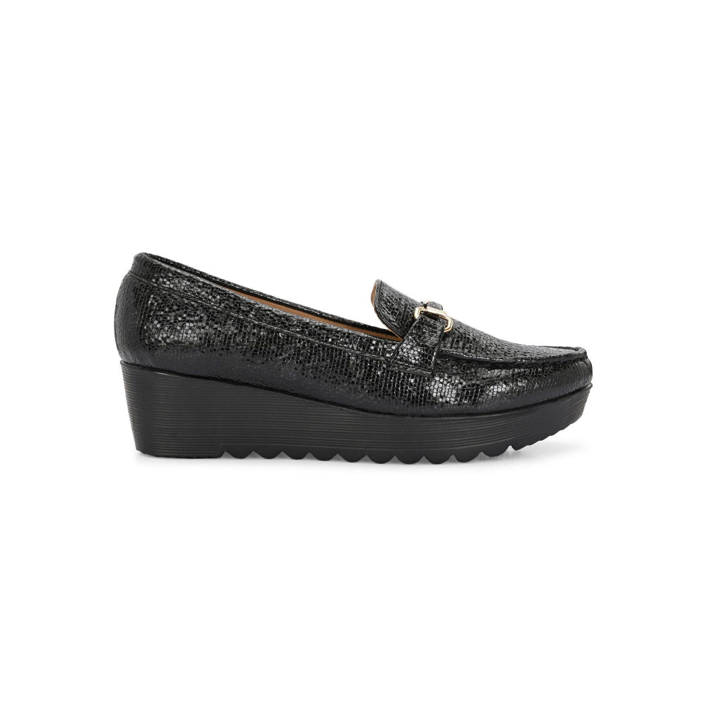 Valentino Women Black Textured Stylish Loafers