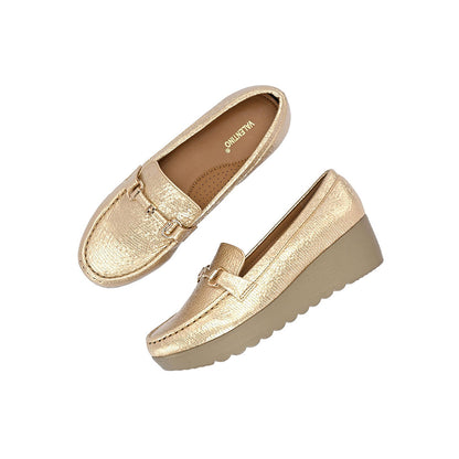 Valentino Women Golden Textured Stylish Loafers