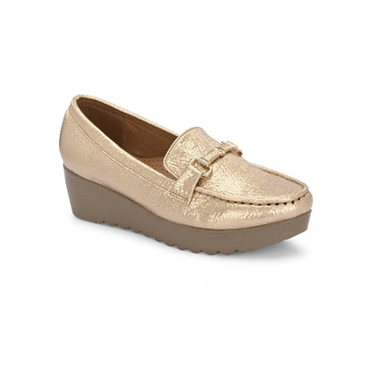 Valentino Women Golden Textured Stylish Loafers
