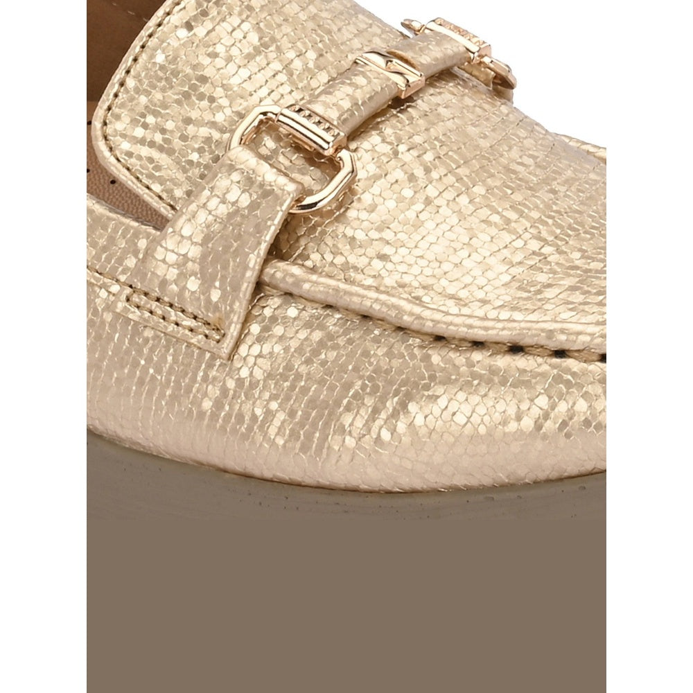 Valentino Women Golden Textured Stylish Loafers