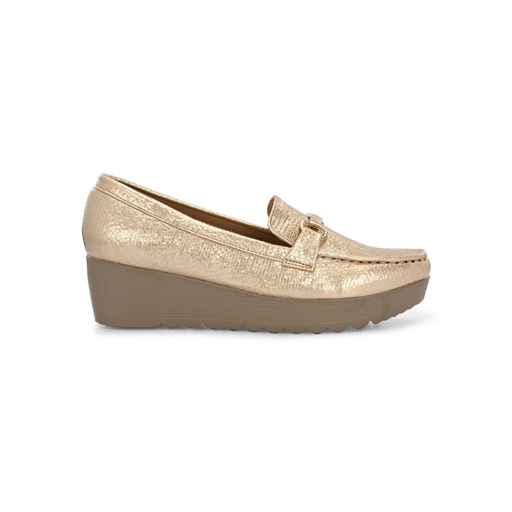 Valentino Women Golden Textured Stylish Loafers