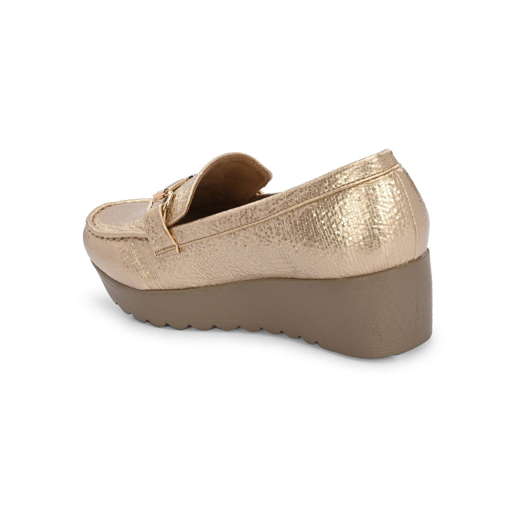 Valentino Women Golden Textured Stylish Loafers