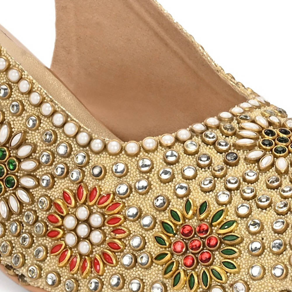 Valentino Women Golden Open-Toe Embellished Slingback Heels