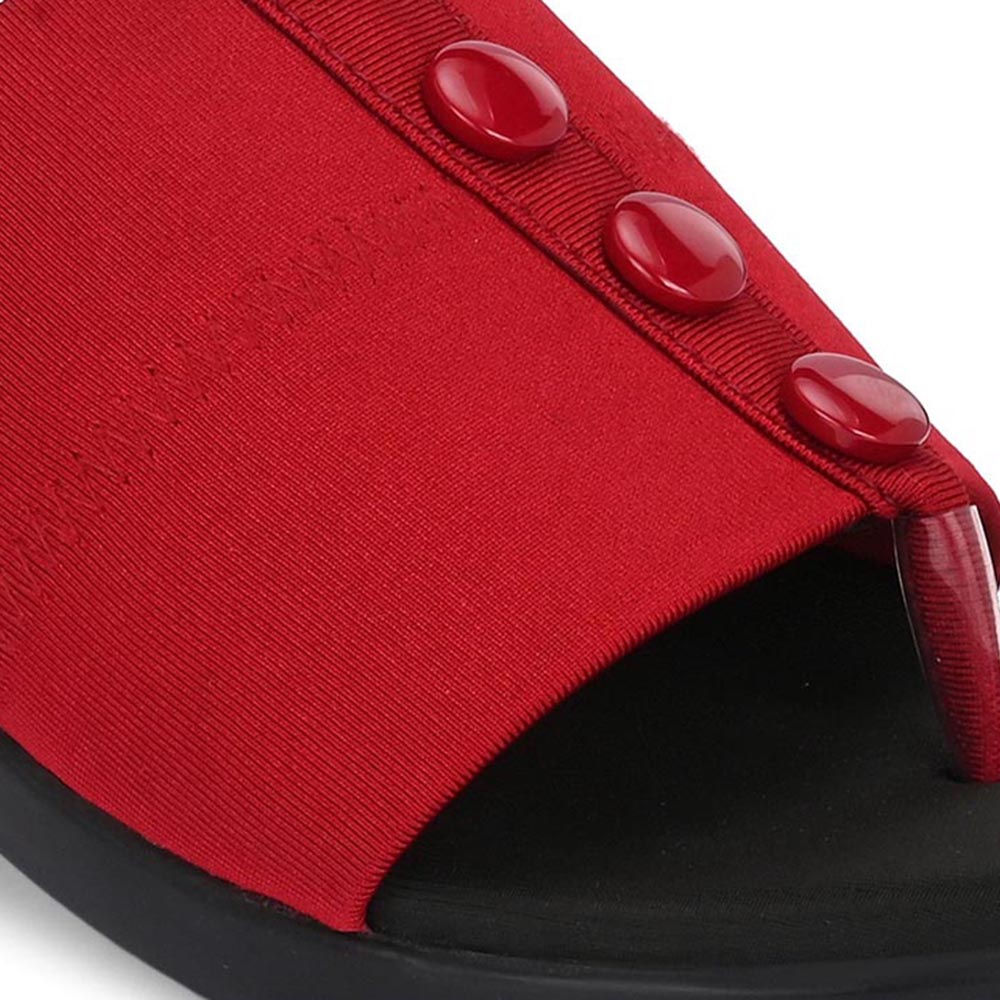 Valentino Women Maroon Wedge Slide Sandals