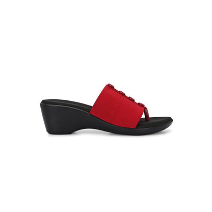 Valentino Women Maroon Wedge Slide Sandals