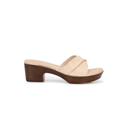 Valentino Women Beige Block Heel Slip-On Sandals
