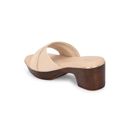 Valentino Women Beige Block Heel Slip-On Sandals