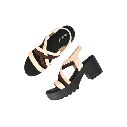 Valentino Women Beige Block Heel Platform Sandals