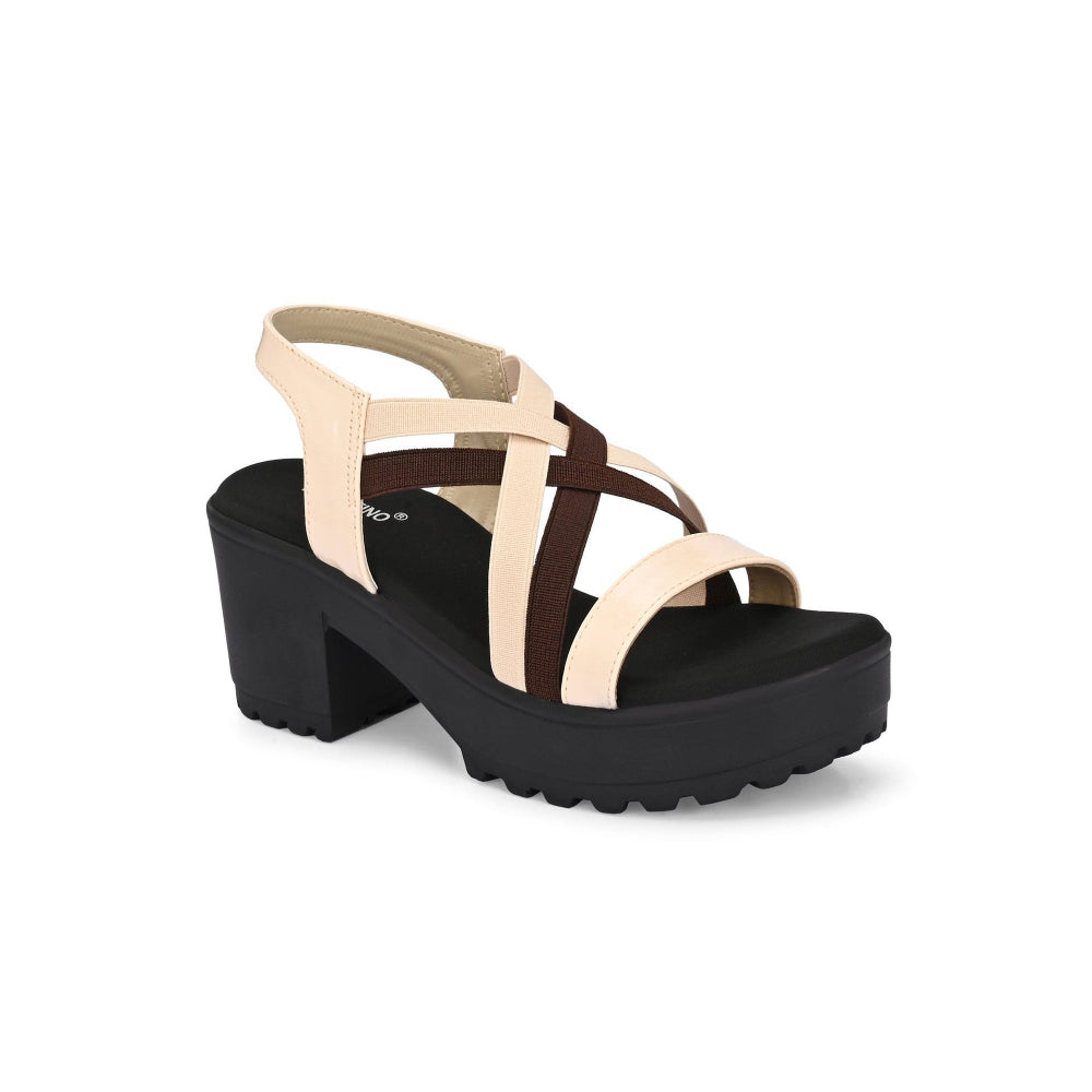 Valentino Women Beige Block Heel Platform Sandals