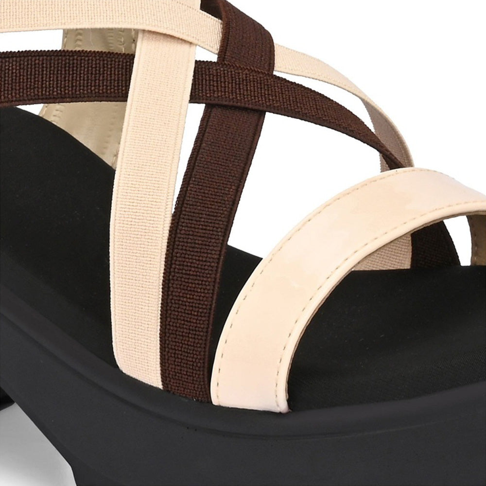 Valentino Women Beige Block Heel Platform Sandals