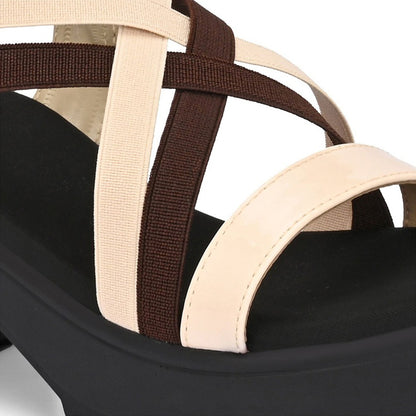 Valentino Women Beige Block Heel Platform Sandals