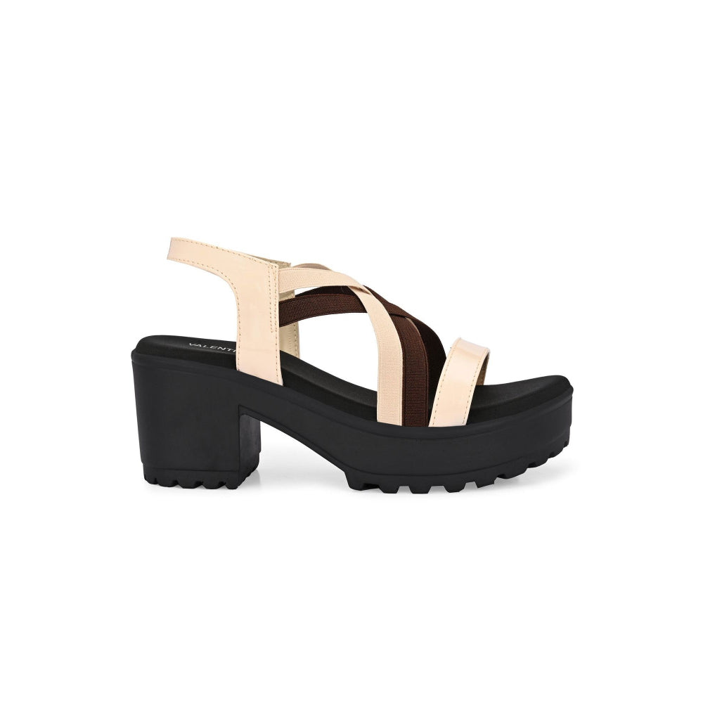 Valentino Women Beige Block Heel Platform Sandals