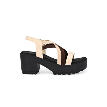 Valentino Women Beige Block Heel Platform Sandals