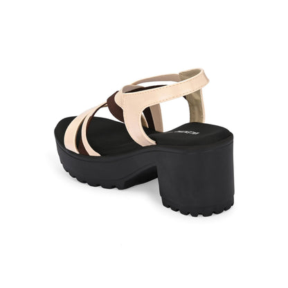 Valentino Women Beige Block Heel Platform Sandals
