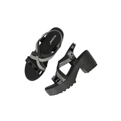 Valentino Women Black Block Heel Platform Sandals