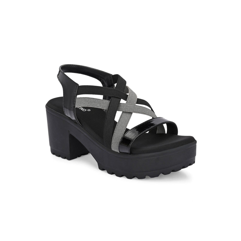 Valentino Women Black Block Heel Platform Sandals