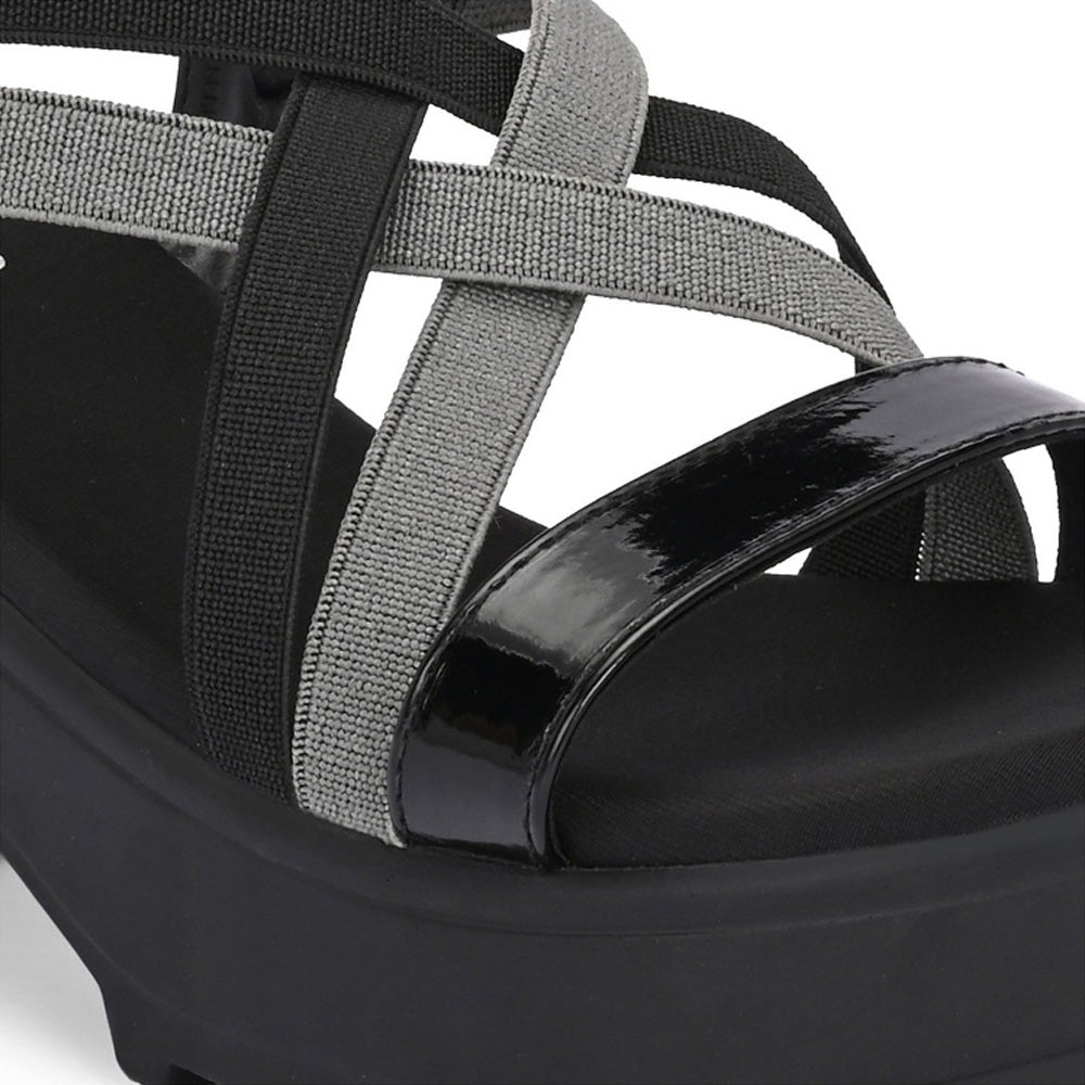 Valentino Women Black Block Heel Platform Sandals