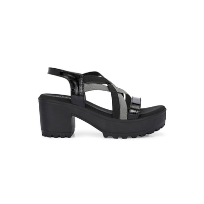 Valentino Women Black Block Heel Platform Sandals