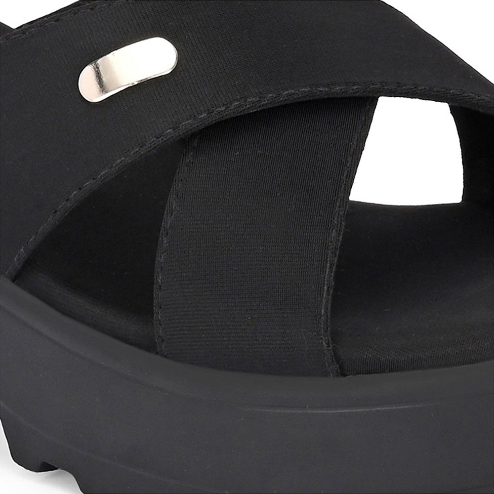 Valentino Women Black Block Heel Cross Strap Sandals