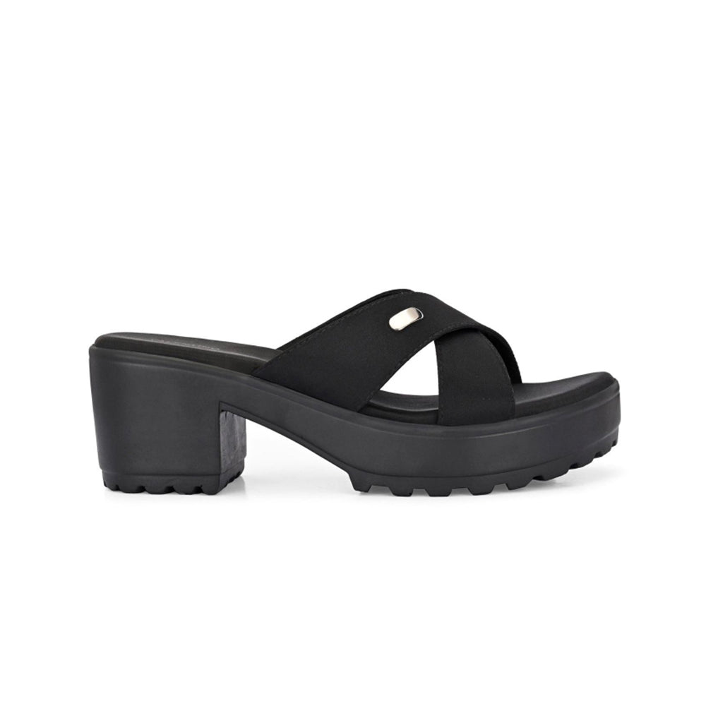 Valentino Women Black Block Heel Cross Strap Sandals