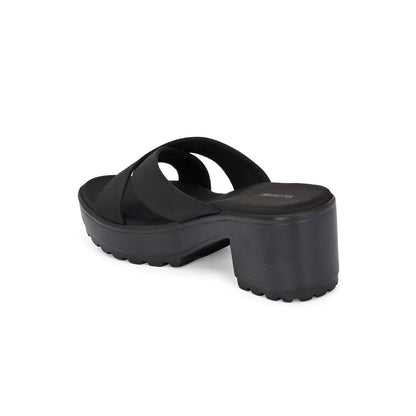 Valentino Women Black Block Heel Cross Strap Sandals