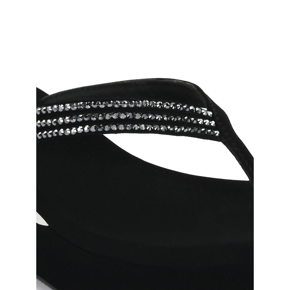Valentino Women Black embellished Wedge Heel Sandals