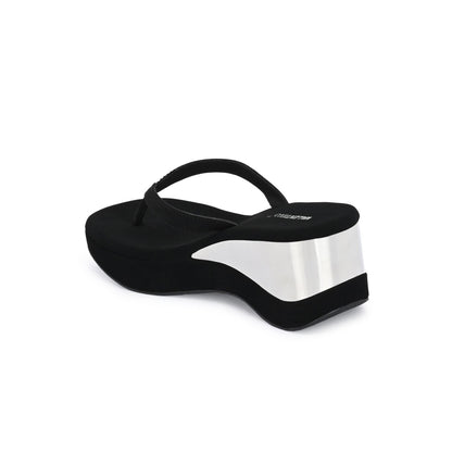 Valentino Women Black embellished Wedge Heel Sandals